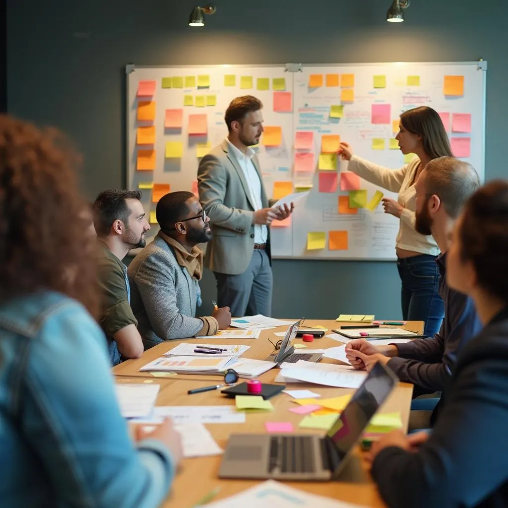 Equipo en sesión de planificación estratégica